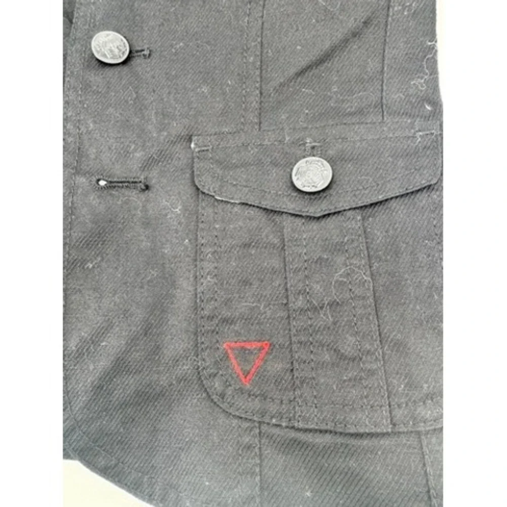 Guess Military Jacket Kids S 4 Black Studded Epaulette Linen‎ Blend Jacket Read